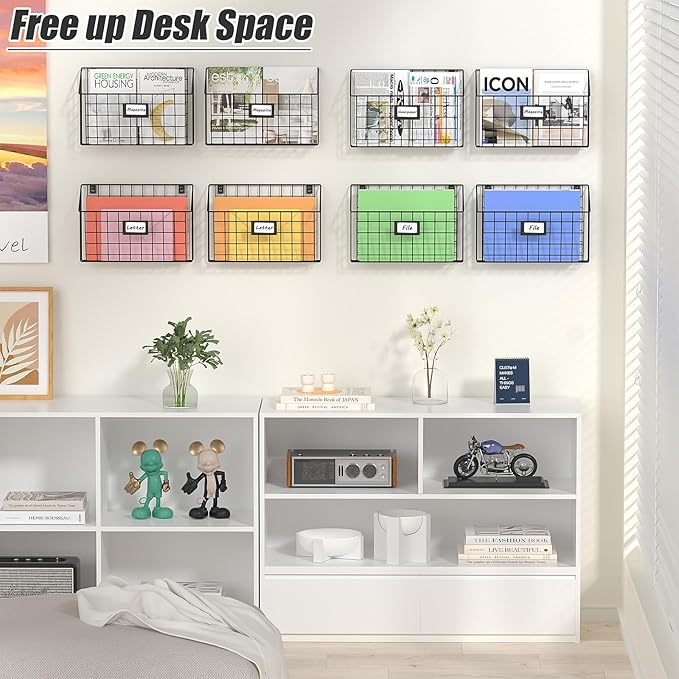 X-cosrack Detachable Hanging Wall Files Organizer & 8-Tier Metal Folder Wall - Image 2