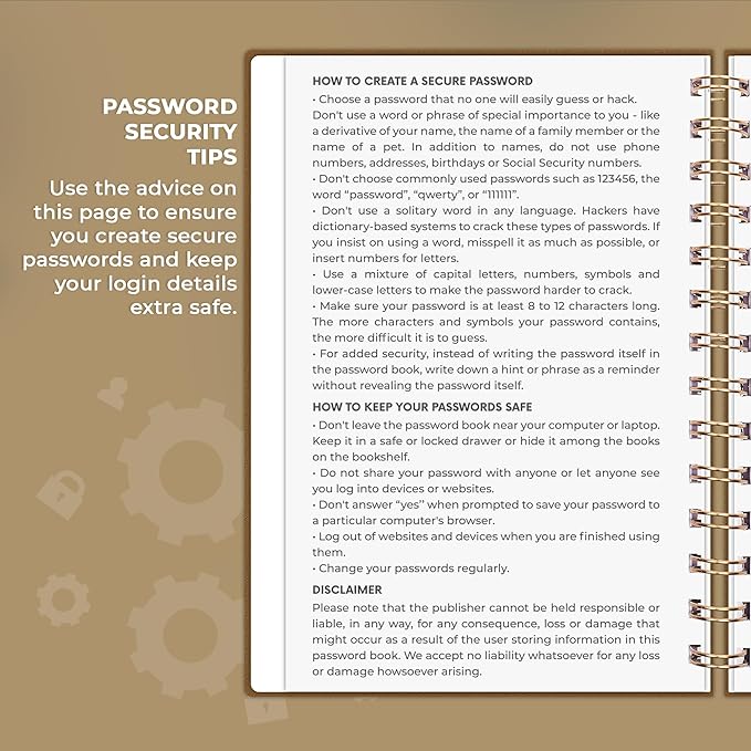 Clever Fox Password Book Spiral – Internet Address & Password Organizer - Image 5