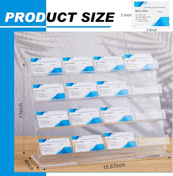 Dunzoom Business Card Holder for Desk 16 Slots Clear Gift Card Display Acrylic - Image 2