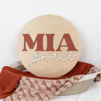 Custom Round Nursery Name Sign, Personalized Wooden Wall Plaque, Baby Shower - Image 2