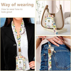 bolimoss 2-in-1 ID Badge Holder & Lanyard Wallet, Cute Floral Lanyard - Image 6