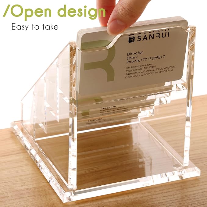 YUXUN Business Card Holder for Desk Clear Acrylic Business Cards Display Stand - Image 6