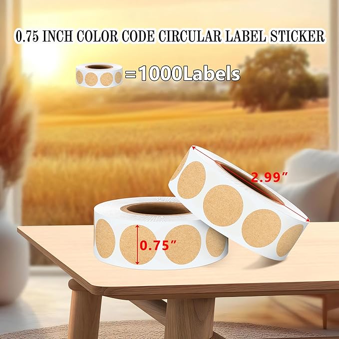 PARLAIM 3/4 Inch Roll Color Coding Labels, 1000 per Roll Round Permanent - Image 2