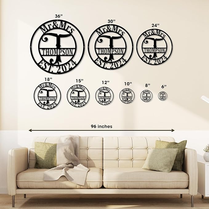 Custom Metal Signs | Personalized Monogram Name Sign | Outdoor Wall Art - Image 2