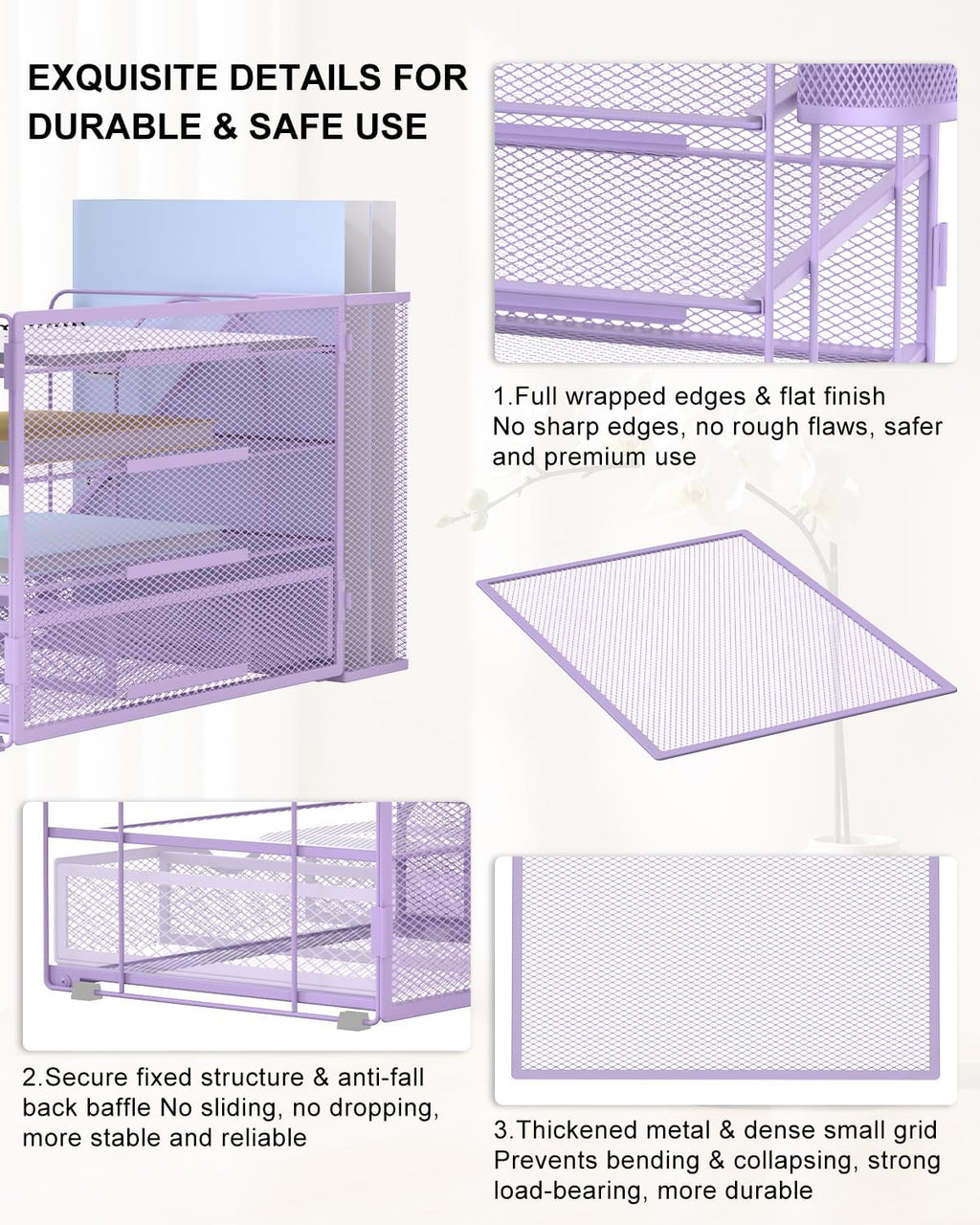 wali desk file organizer, 4 tier desktop paper showing dimensions