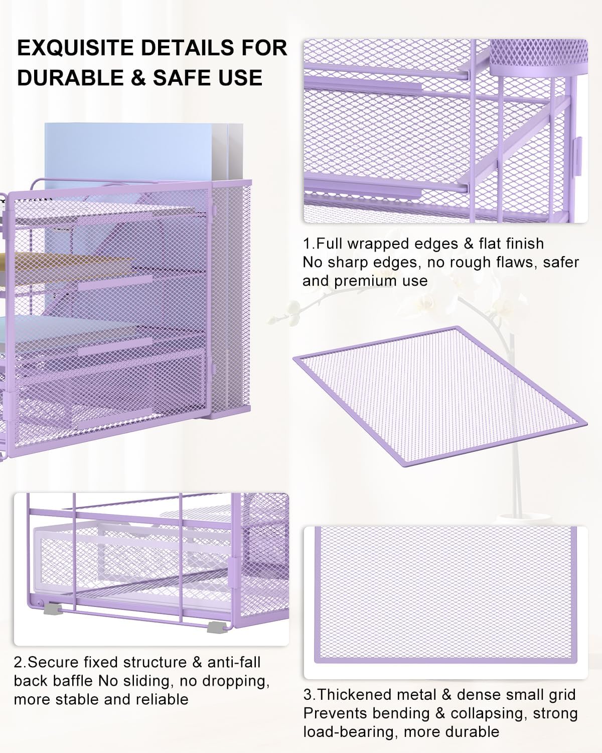 wali desk file organizer, 4 tier desktop paper showing dimensions
