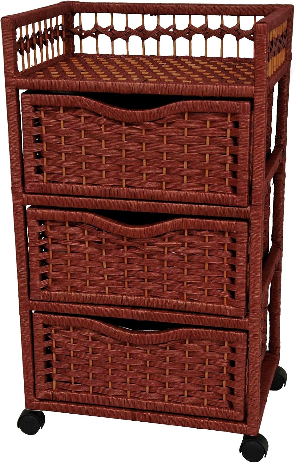 Red Lantern 31" Natural Fiber Rolling Organizer - Mahogany