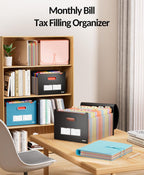 Sooez Accordion File Organizer, 13-Pocket Expanding File Folder Letter Size | Deeper 13-Pocket Keep Index Tabs Visible, Thickened Cover, Monthly Bill Paper Receipt Document Organizer, Home Office School