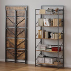 JSB Folding Bookshelf, Industrial Storage Shelves, No Assembly Vintage Wood - Image 4