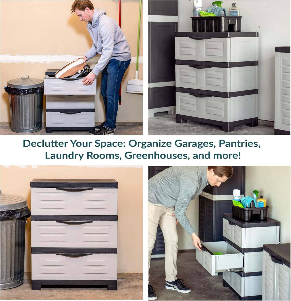 Sunnydaze 29.5" 3-Tier Heavy Duty Garage Storage Drawers, Gray