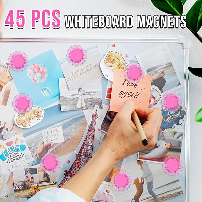 VNDUEEY 45 Pcs Round Whiteboard Magnets, Refrigerator Magnets, Dry Board Fridge - Image 4