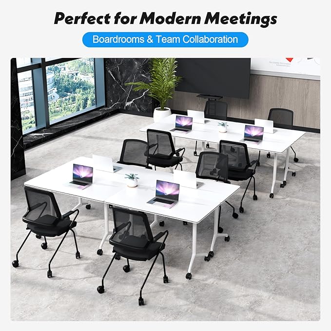 Goakwwuz Conference Room Table, Folding Conference Tables, Thicken Grey Tabletop - Image 6