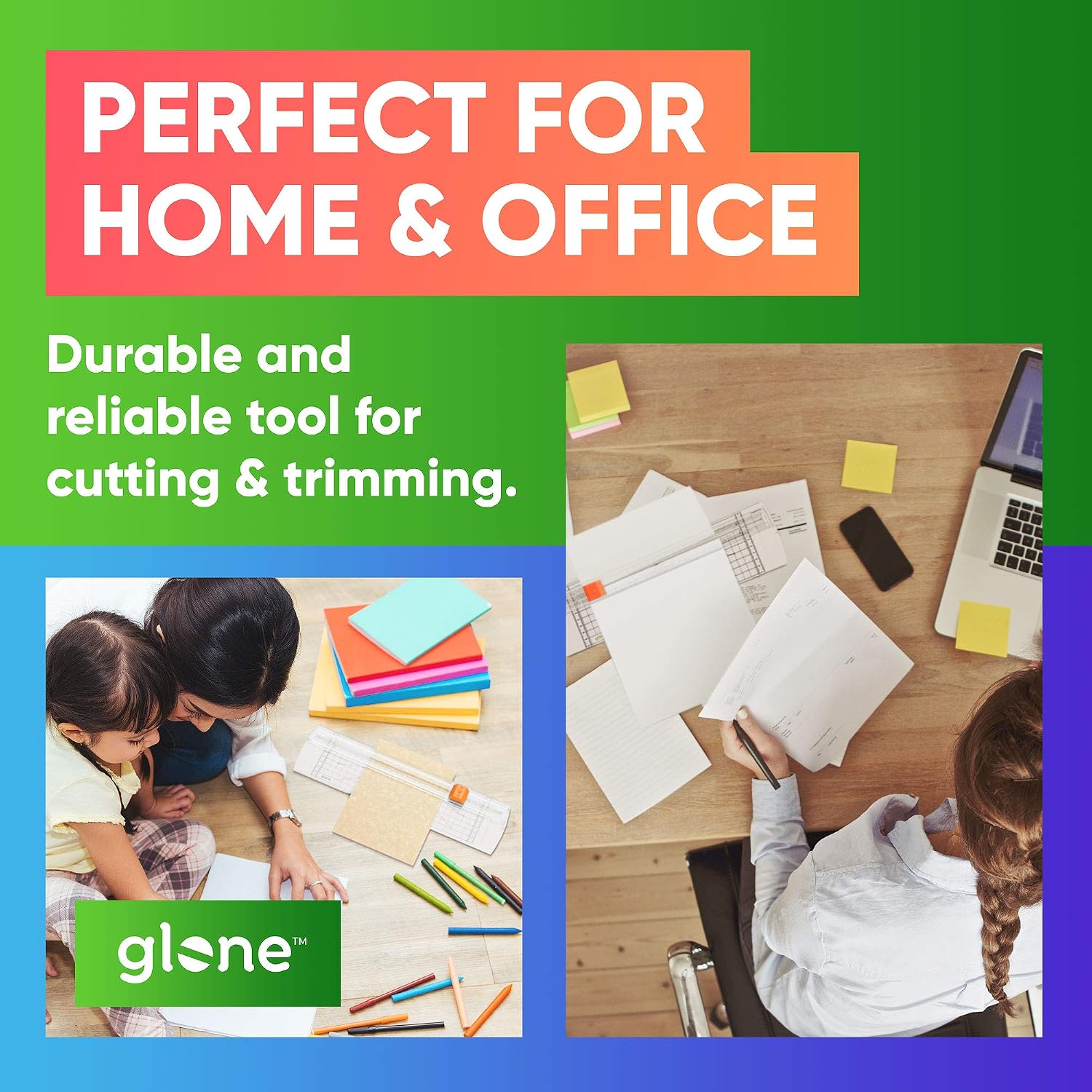 Glone 12 inch Paper Trimmer, A4 Size Paper Cutter with Automatic Security Safeguard for Coupon, Craft Paper and Photos (Off White)