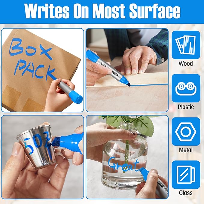 Fuutreo 10 Pack Jumbo Permanent Markers Bulk Large Chisel Tip Permanent Markers - Image 5