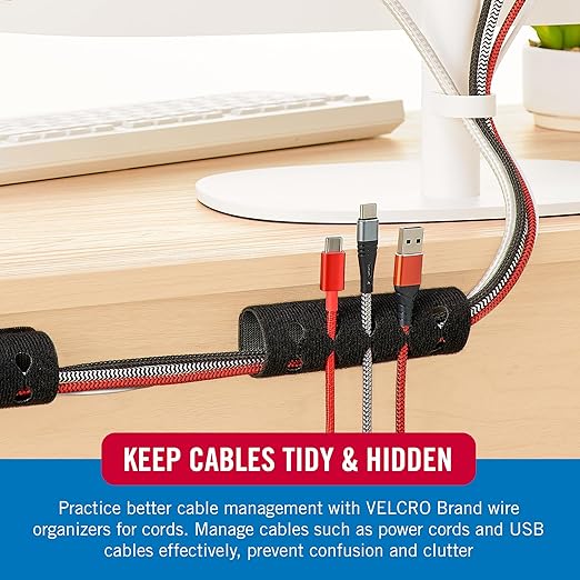 Velcro Brand Cord Organizer for Desk & Nightstand, Valentine’s Gift for Him - Image 3