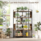 5 Tier Corner Bookshelf, Reversible Corner Shelf, Industrial Wooden Display - Image 6