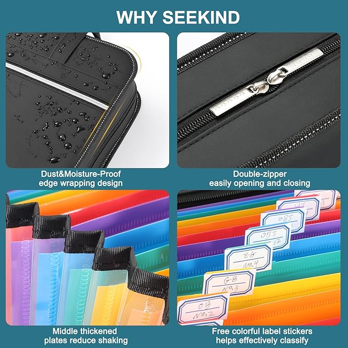SEEKIND PU Leather Accordion File Organizer - Image 5