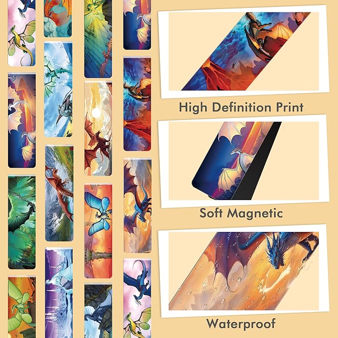 30 Pcs Fire Dragon Magnetic Bookmarks - Image 3