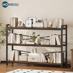 3 Tier Bookshelf 47.24" Width, Wood and Metal Etagere Bookcase, Vintage - Image 4