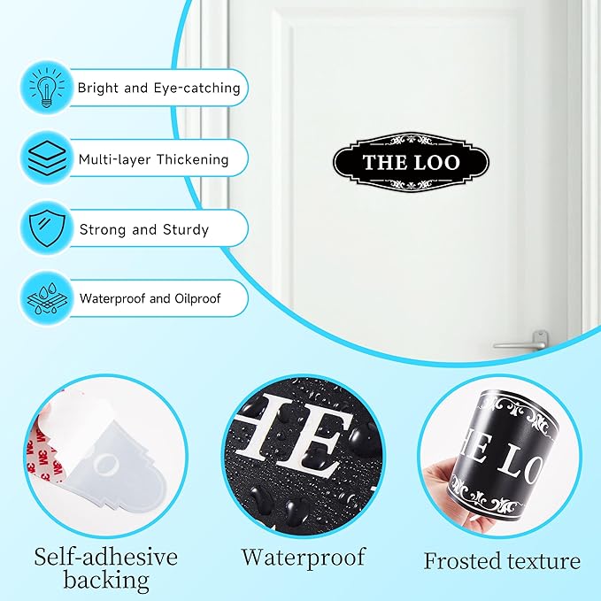 The Loo Sign for Bathroom Decoration, Self-adhesive Funny Bathroom&Restroom - Image 3