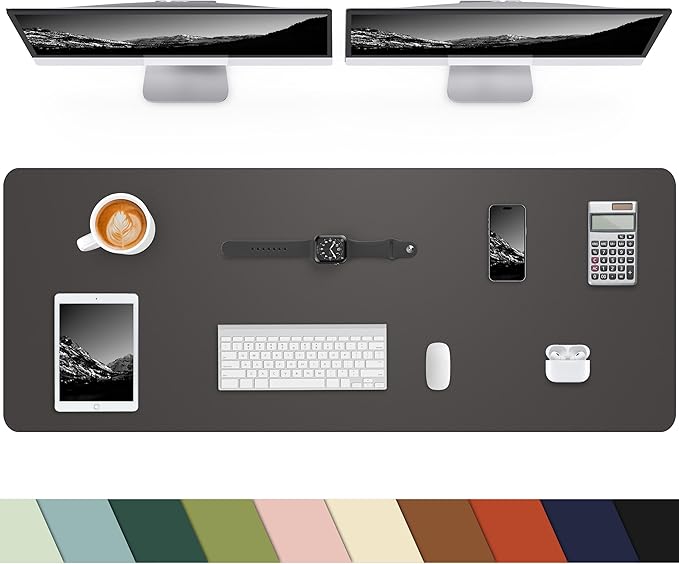 Leather Desk Pad Protector, Mouse Pad, Non-Slip PU Leather Desk Blotter by cebowa