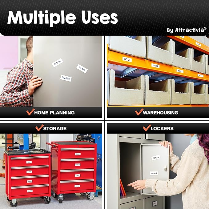 Attractivia Dry Erase Magnetic Labels 2.8 x 1.2 in, Dry Erase Magnets, - Image 4