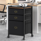 GAOMON File Cabinet, Filing Cabinet with 3 Drawer, Mobile File Cabinet Fits Letter Size or A4, Fabric Vertical File Cabinet on Wheels, Home Office Small Under Desk Storage Cabinet, Black