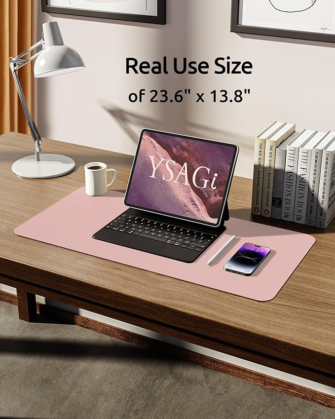 YSAGi Leather Desk Protector, Office Mat, Large Mouse Mat, Non-Slip PU Leather - Image 5