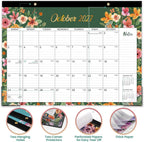 2027 Desk Calendar - January 2027 - December 2027, 17" x 12" | Large Desk Calendar, 12-Month Desktop/Wall Monthly Calendar for Home School, or Office - 12 Floral Patterns