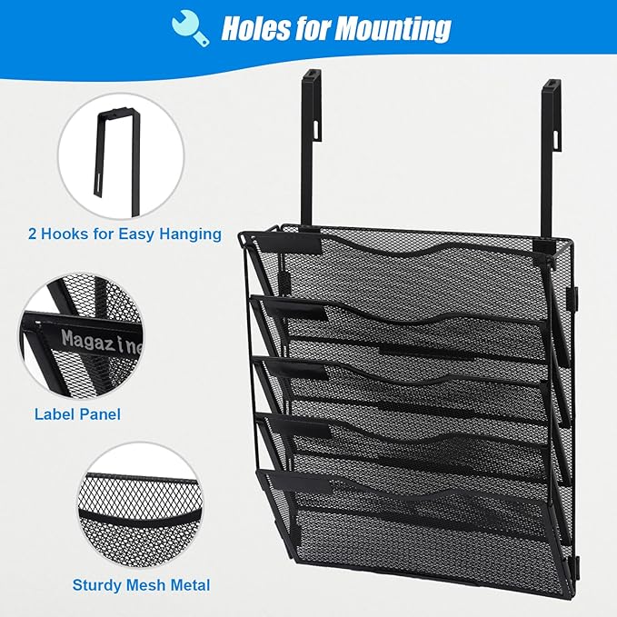 EASEPRES 5 Pocket Mesh Hanging Wall File Organizer - Image 3
