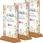 TONICE® 3 Pack 5x7 Acrylic Sign Holder T Shape Clear Acrylic Double Sided Frames by TONICE