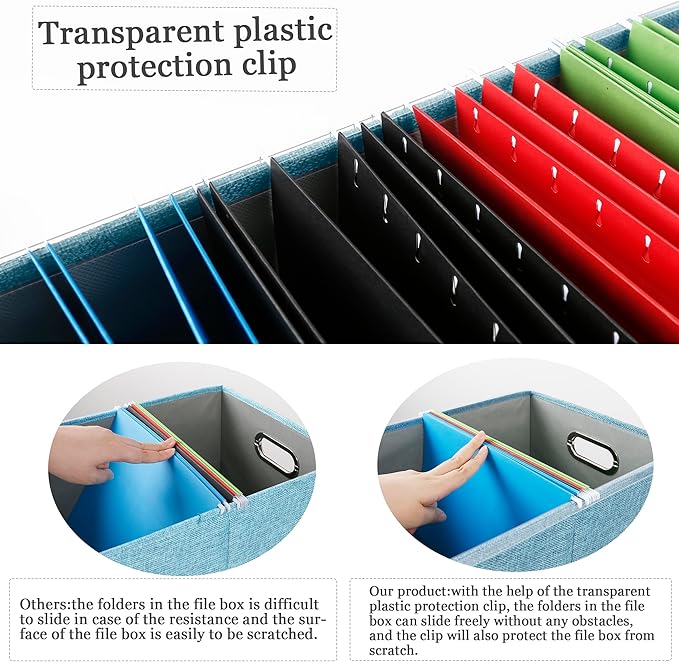 Oterri File Organizer Box with Lid, Portable Hanging File Box - Image 2