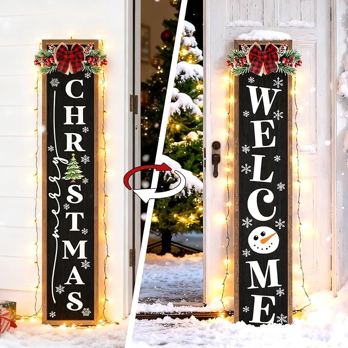 Double-sided Merry Christmas Wooden Sign Stand by Unknown