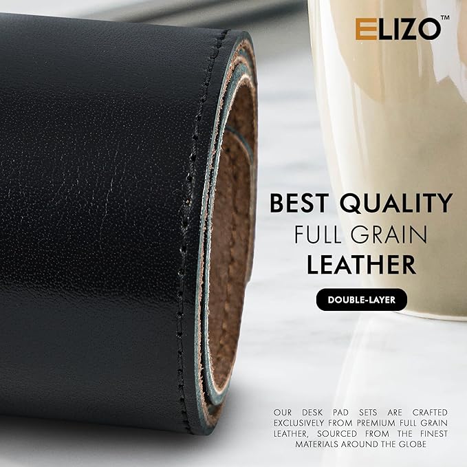Elizo Leather Desk Mat Desk Pad Blotter Set - Image 3