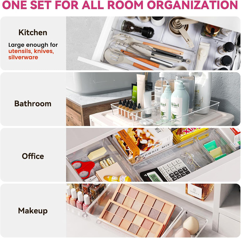 criusia large drawer organizer bins 26 pack |, side view