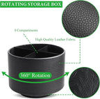 Hennaja Round Leather Art Supply Organizer, Remote Control Holder, 360 Degree - Image 3
