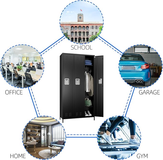SUPEER 3 Doors Metal Lockers for Employees - Image 5