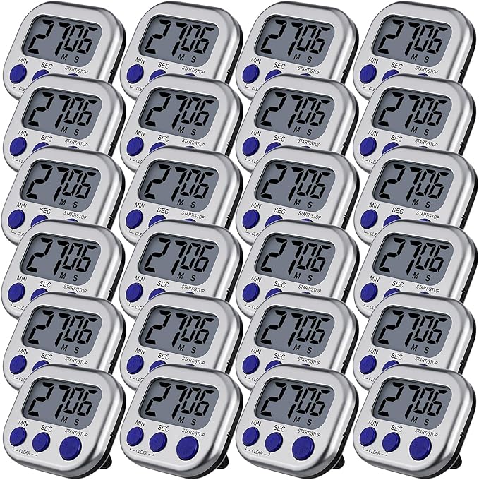 Leumoi 24 Pcs Digital Kitchen Timers Magnetic Back Timers Bulk Large Screen by Leumoi