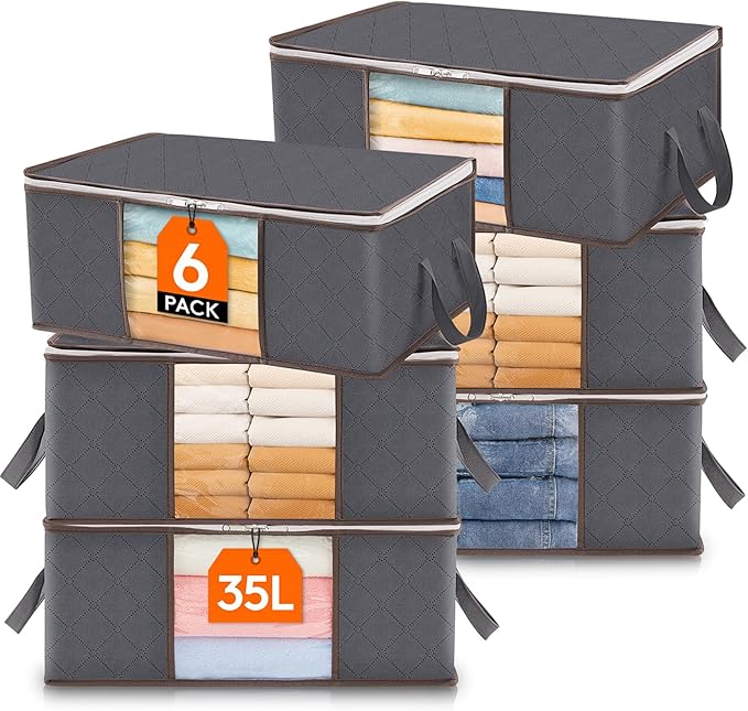 Lifewit 6 Pack Clothes Storage Bag, Foldable Storage Bin Closet Organizer by Lifewit