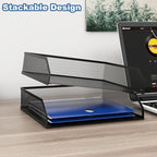 Natwind 2-Tier Stackable Paper Tray, Metal Mesh Desktop Organizer, A4 Paper - Image 3