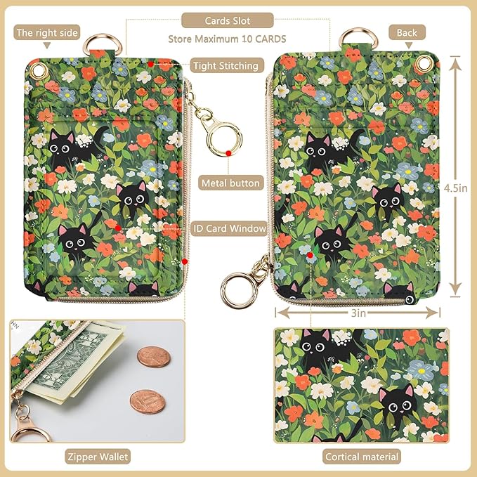 bolimoss Cute 2-in-1 ID Badge Holder & Lanyard Wallet, 5 Card Slots, 1 Side - Image 4
