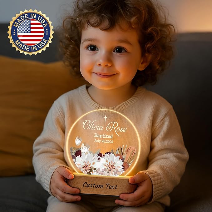 7GEEFT Personalized Baby Gifts for Kids, Custom Flower Acrylic Sign Plaque - Image 2