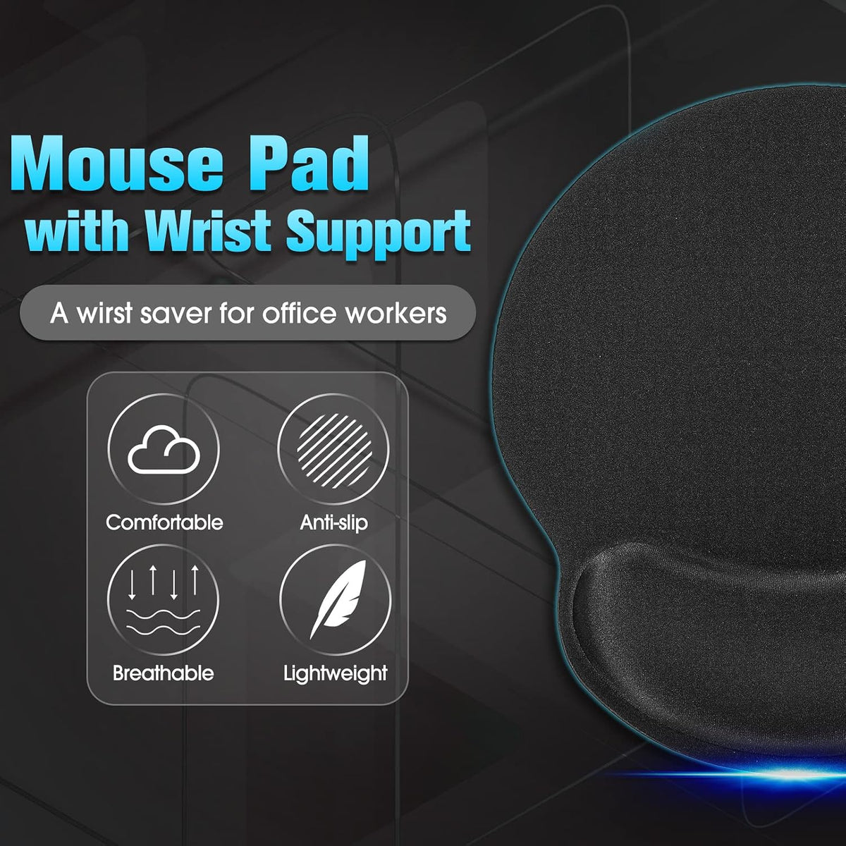 Yunsailing 12 Pcs Ergonomic Mouse Pad and Keyboard with Wrist Support Set Arm...