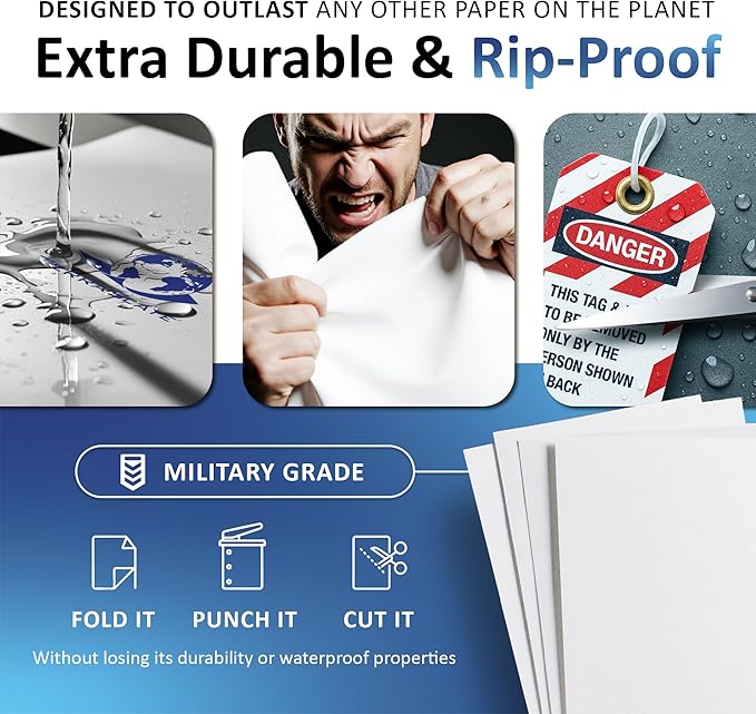 TerraSlate Premium Waterproof Paper, 5 MIL 8.5” x 11”, Laser Printer & Copy - Image 3