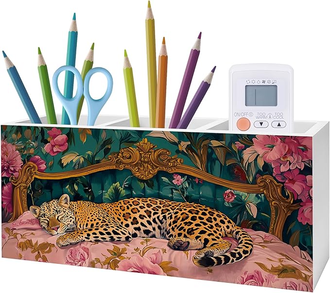 Exqcom Trendy Retro Leopard Pen Pencil Holder, Leopard Print Gifts by Exqcom