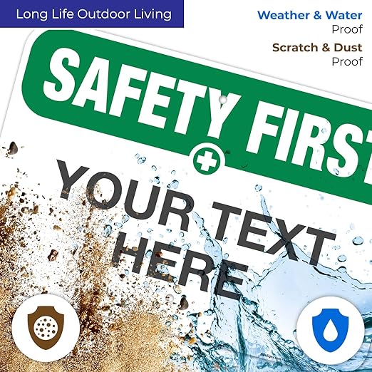 Custom Safety First Sign, OSHA Sign, 12x18 Inches, Rust Free .063 Aluminum - Image 5