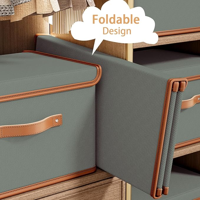 Tuza 4 Pack Storage Bins with Lids, Collapsible Closet Organizer Container - Image 5
