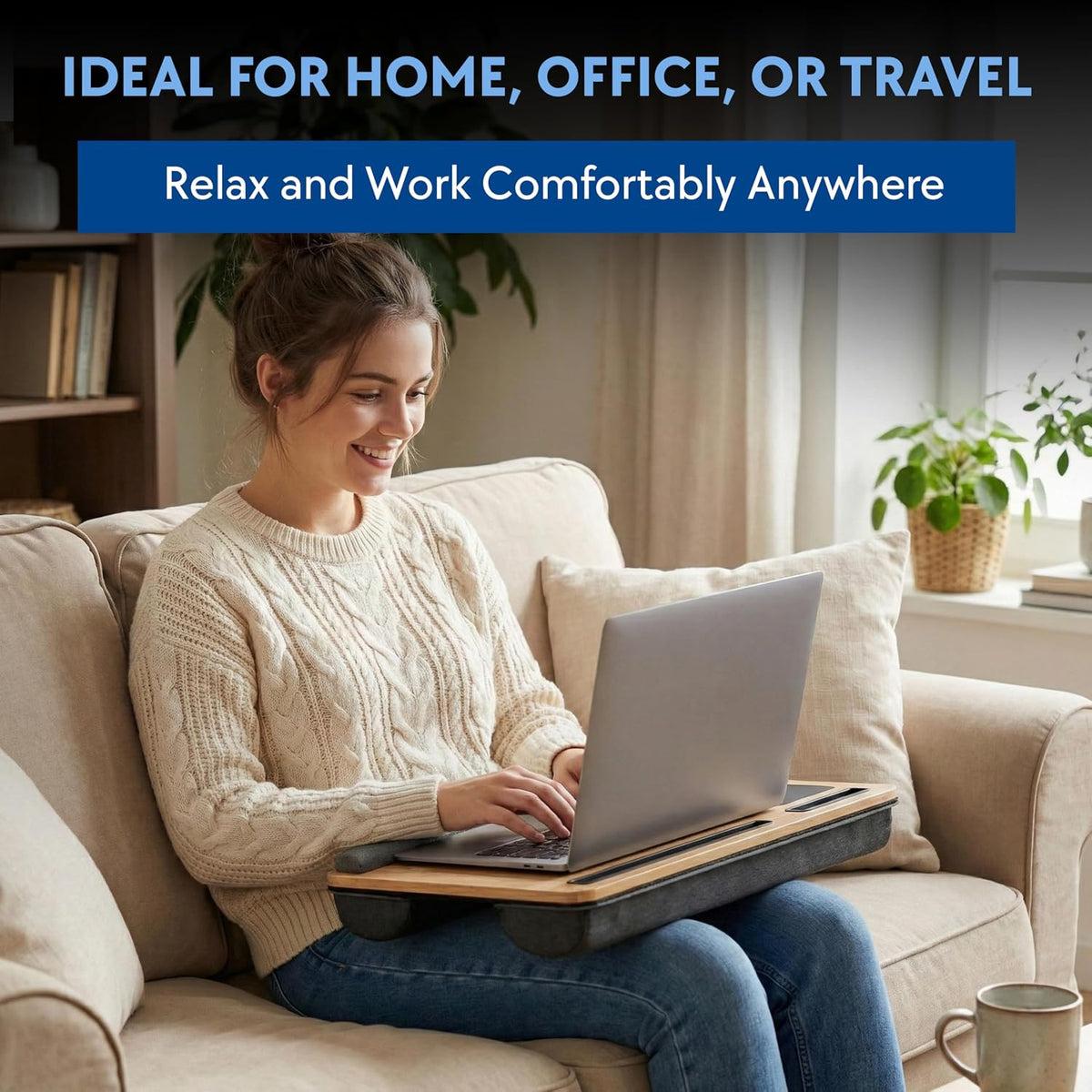 Lap Desk with Soft Cushion – Portable Laptop Desk for Bed, Couch & Home O...