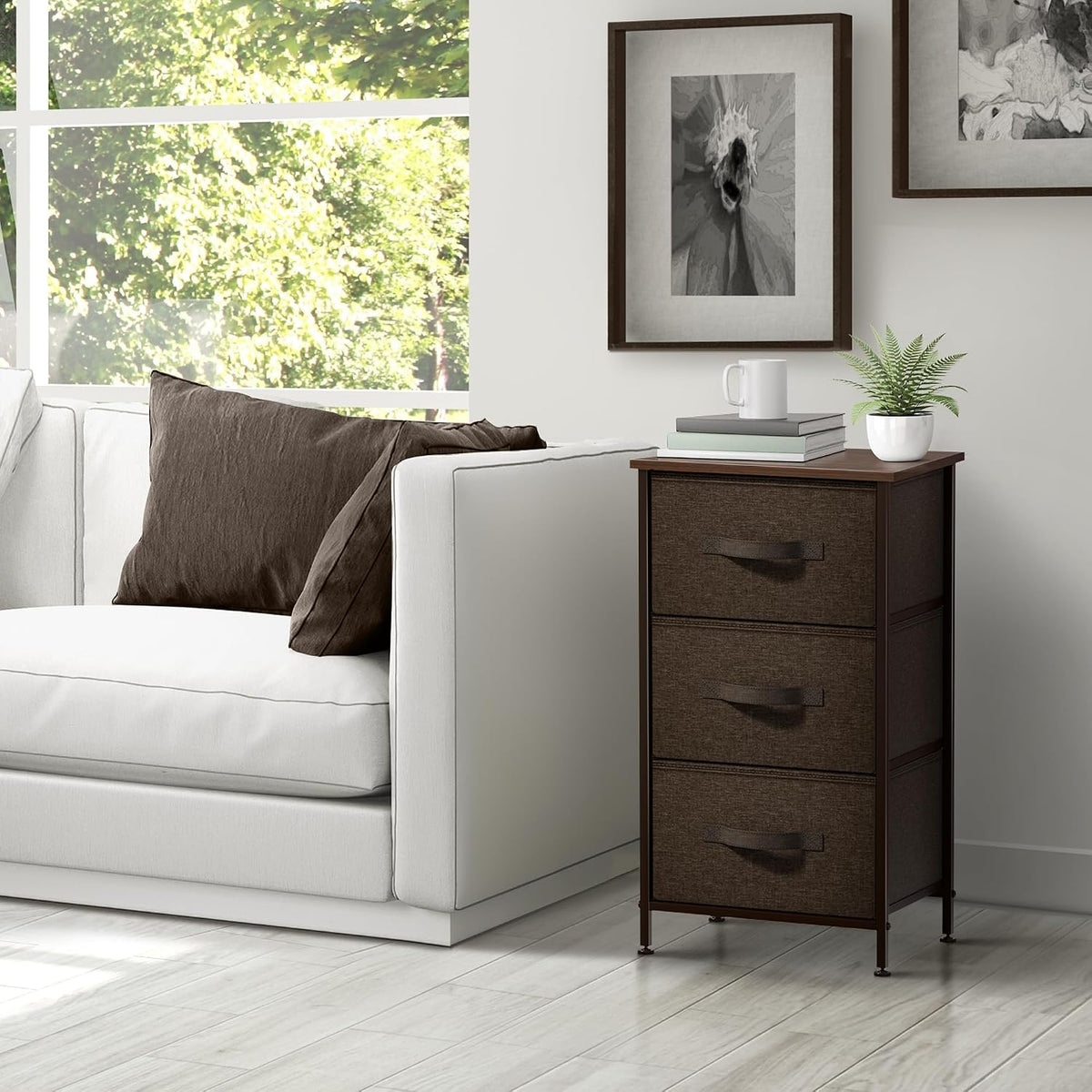 Sorbus Nightstand for Bedroom (3 Drawer, Brown)