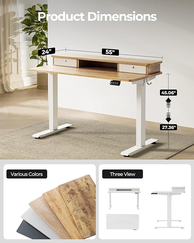 FEZIBO 55 x 24 Inch Height Adjustable Electric Standing Desk - Image 4